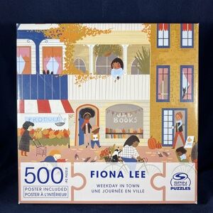 Spin Master Puzzle 500pc Weekday In Town by Fiona Lee Hobby Poster Cozy Whimsy